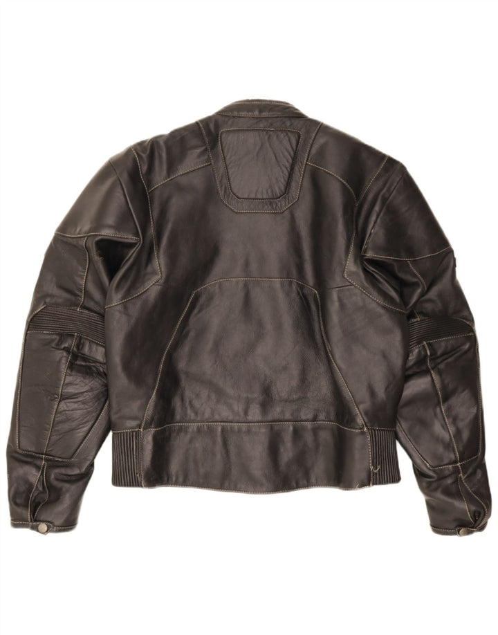 POLO Damen Leder Racer Jacke UK 14 Mittelschwarzes Leder