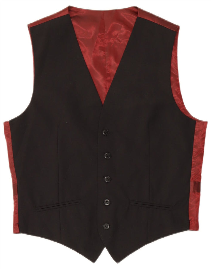 Marks & Spencer Herrenweste, klein, schwarze Wolle im Colourblock-Stil