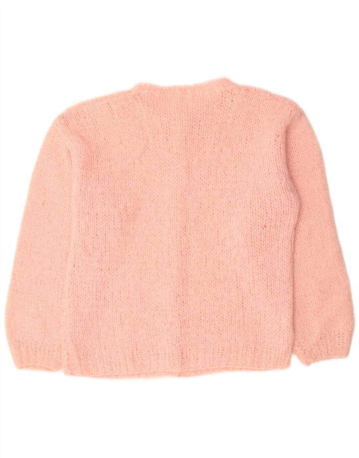 VINTAGE Damen Cardigan Pullover UK 18 XL Rosa Acryl