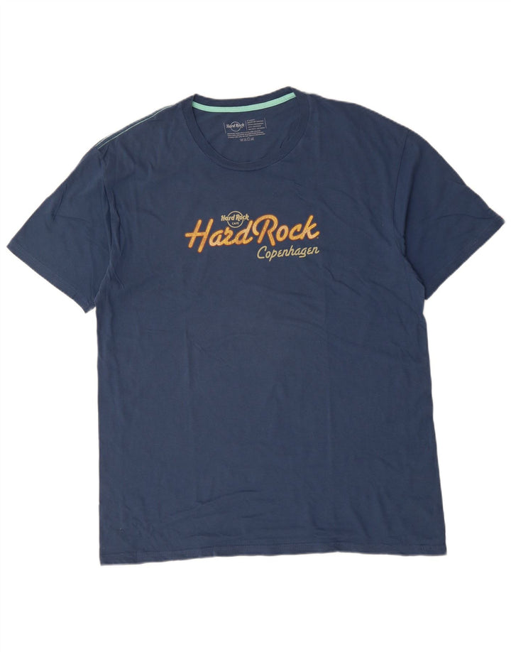 HARD ROCK CAFE Mens Copenhagen Graphic T-Shirt Top XL Blau Baumwolle