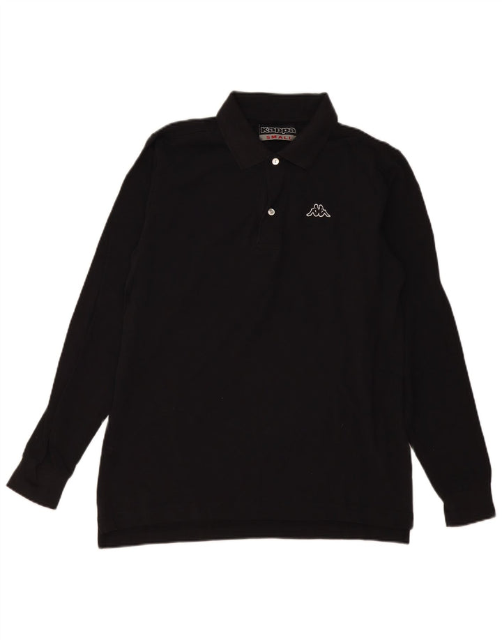 Kappa Herren-Langarm-Poloshirt, Größe S, Schwarz, Baumwolle