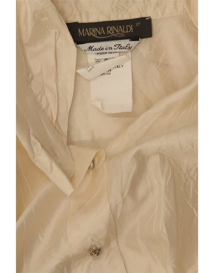 Marina Rinaldi Damen-Oversize-Hemdbluse, Größe 27, große beige Seide