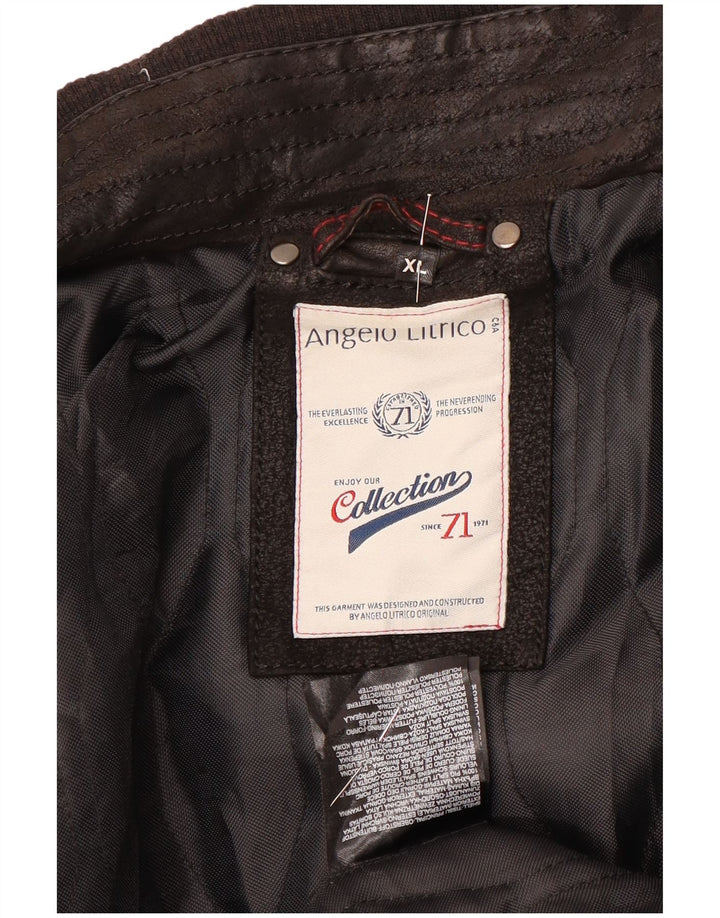 Angelo Litrico Herren Lederjacke UK 42 XL Braunes Leder