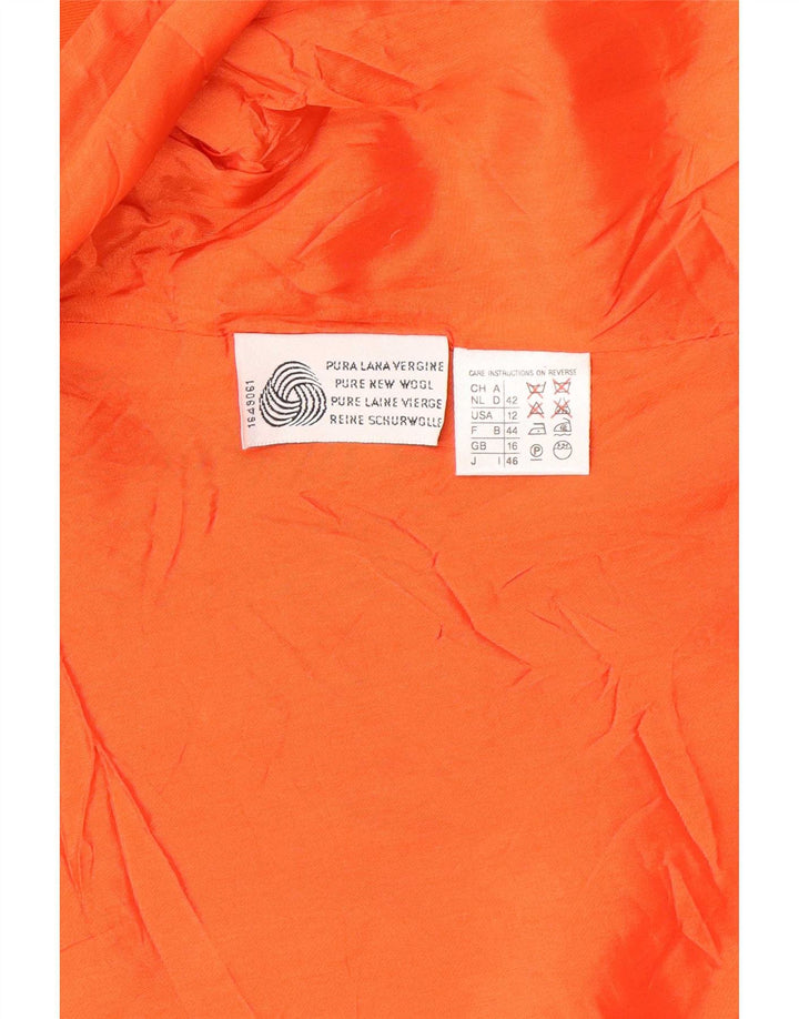 Marella Damen 2-Knopf-Blazerjacke UK 16 Große orangefarbene Schurwolle