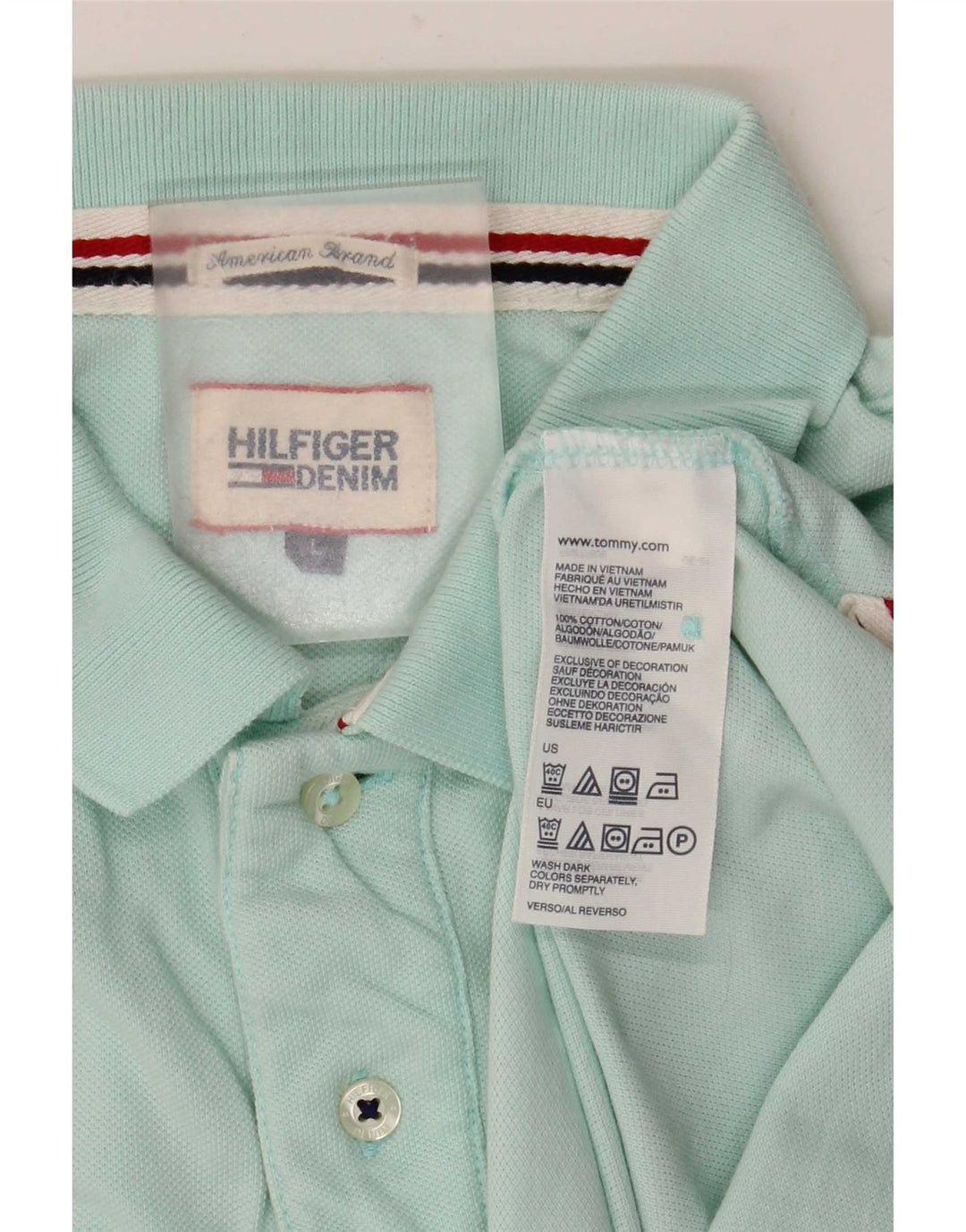 Tommy Hilfiger Herren-Poloshirt, große türkisfarbene Baumwolle