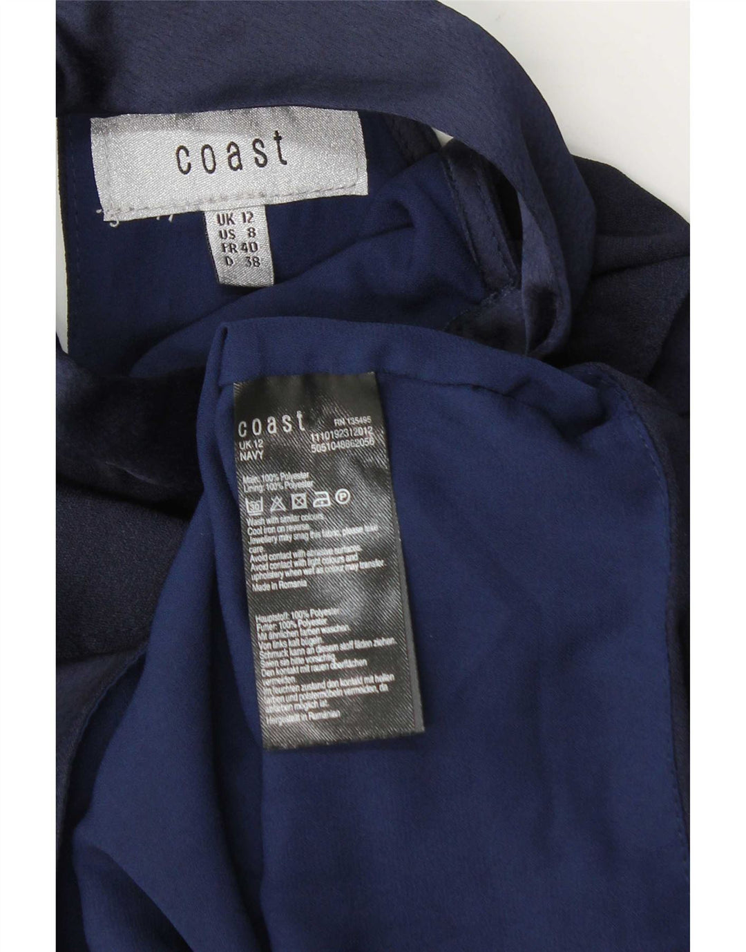 Coast Damen Crop Off Shoulder Neckholder Top UK 12 Medium Marineblau Polyester
