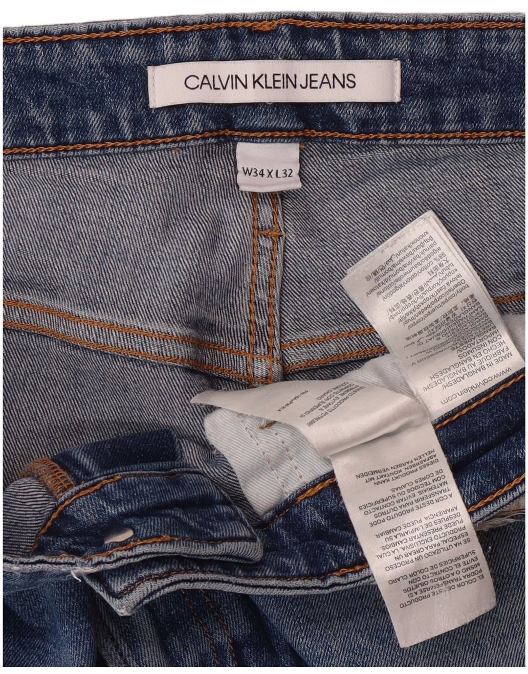 Calvin Klein Herren Slim Jeans W34 L28 Blaue Baumwolle