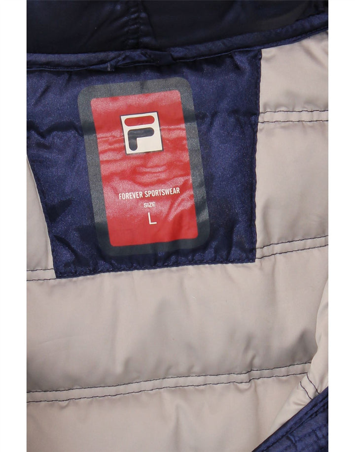 Fila Wattierter Damenmantel mit Kapuze, UK 14, Größe L, Marineblau
