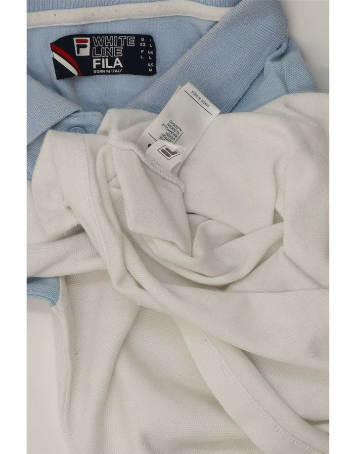 Fila Herren-Poloshirt, groß, weiße Colourblock-Baumwolle