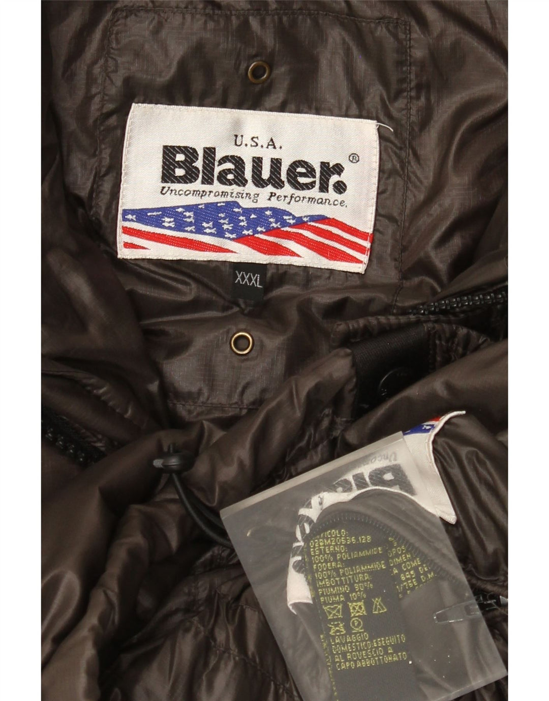 Blauer wattierte Herrenjacke mit Kapuze, UK 46 3XL, braun, Polyamid