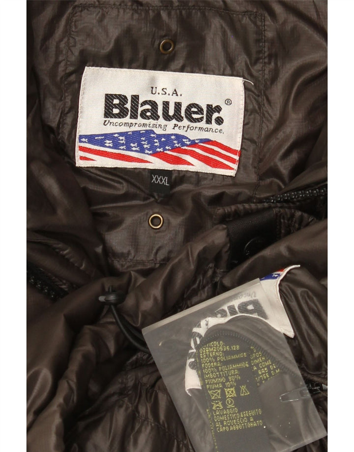 Blauer wattierte Herrenjacke mit Kapuze, UK 46 3XL, braun, Polyamid