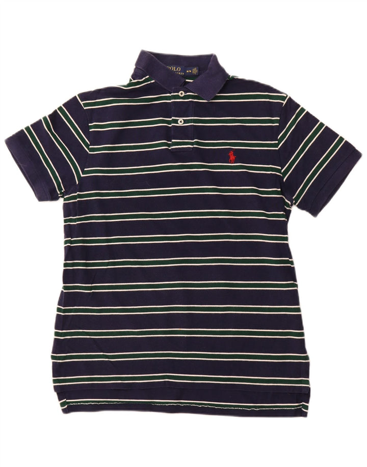 POLO RALPH LAUREN Herren-Poloshirt aus mittelblauer, gestreifter Baumwolle