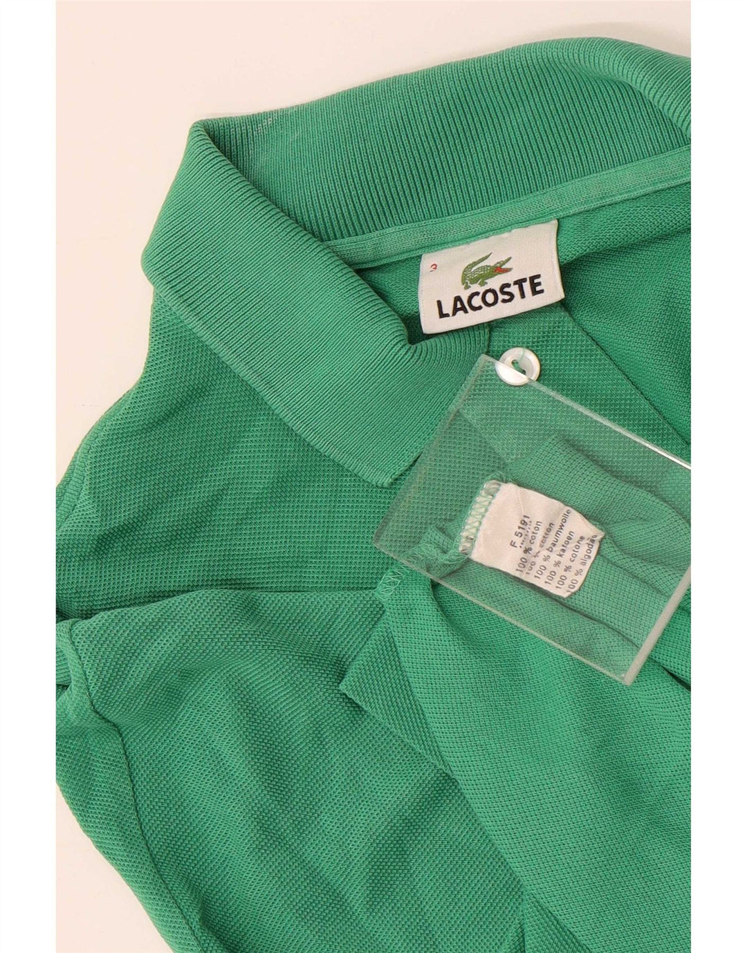 Lacoste Herren-Poloshirt, Größe 3, klein, grüne Baumwolle