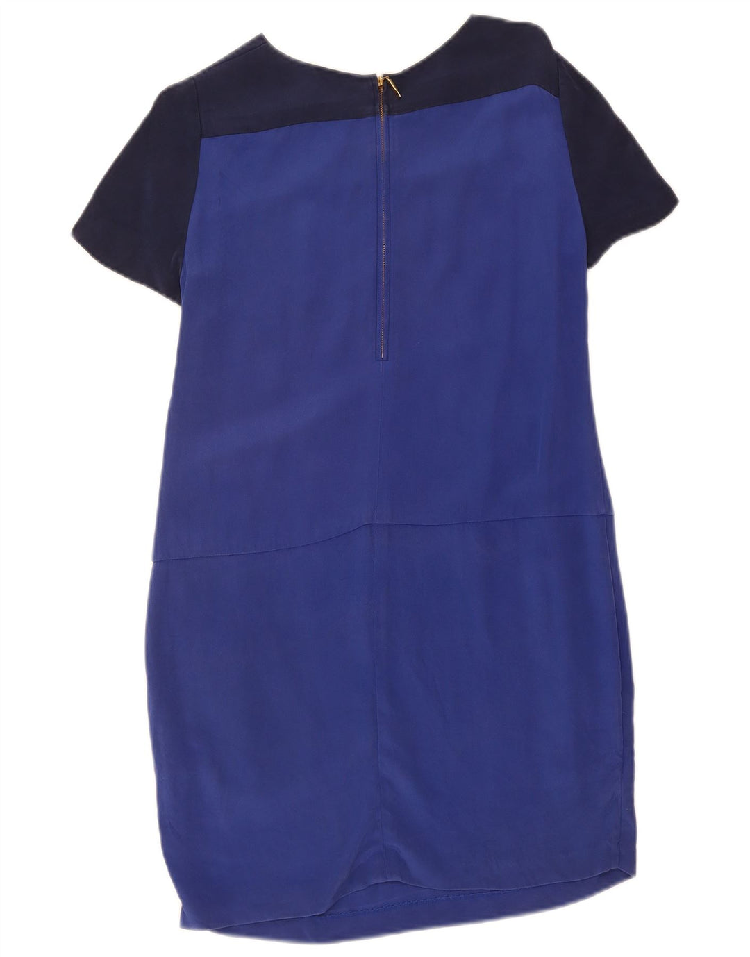MASSIMO DUTTI Womens Shift Dress UK 10 Small Blue Colourblock Silk