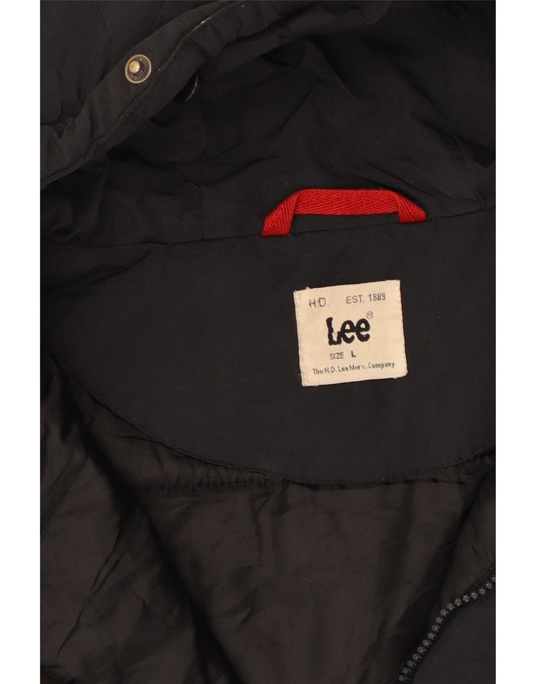 Lee Wattierte Herrenjacke mit Kapuze, UK 40, Größe L, Schwarz, Polyester