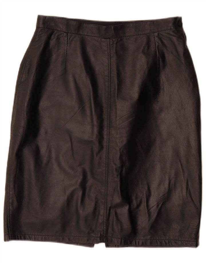 Vintage Damen Leder Bleistiftrock W26 Small Schwarz
