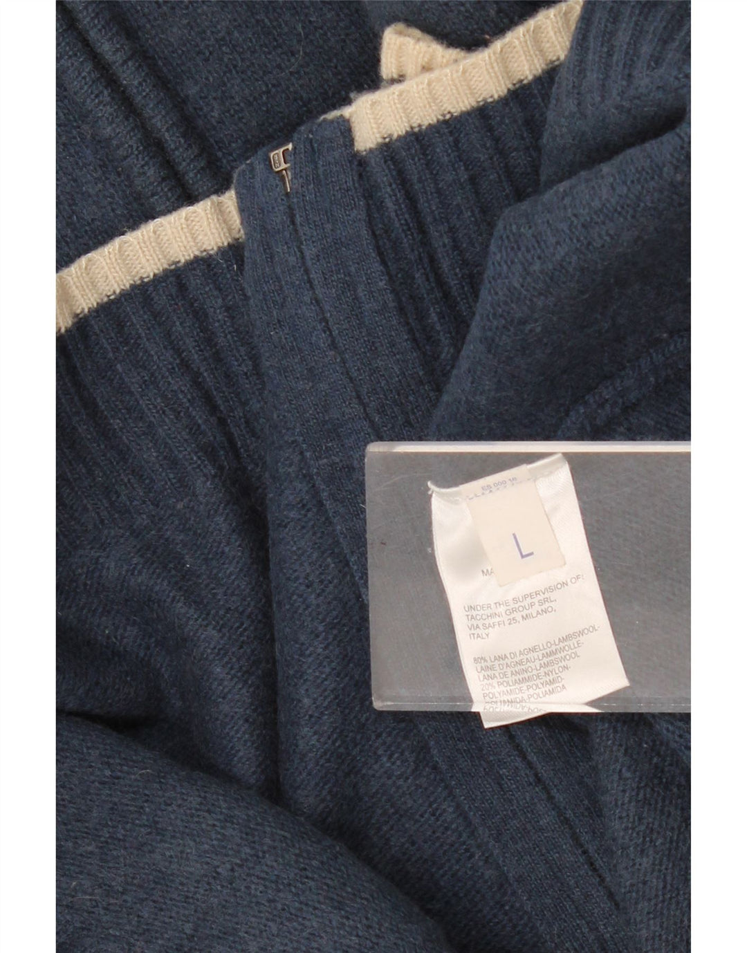 Sergio Tacchini Damen-Cardigan-Pullover UK 16 Large Marineblaue Lammwolle