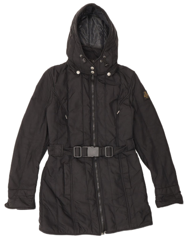 Refrigiwear Womens Cruz Hooded Windbreaker Coat UK 8 Small Schwarzes Nylon
