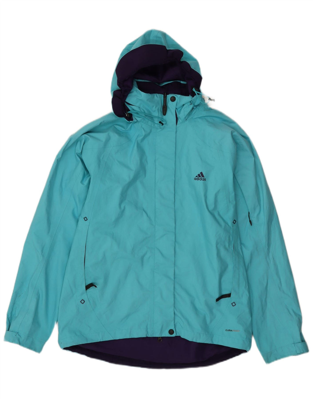 Adidas Damen Clima Proof Regenmantel mit Kapuze, UK 16, Größe L, blau, Polyester