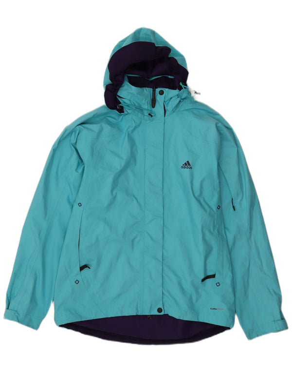 Adidas Damen Clima Proof Regenmantel mit Kapuze, UK 16, Größe L, blau, Polyester