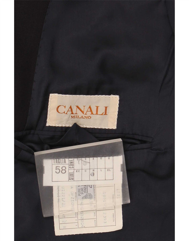 Canali Herren 2-Knopf-Blazerjacke IT 58 4XL Marineblaue Schurwolle