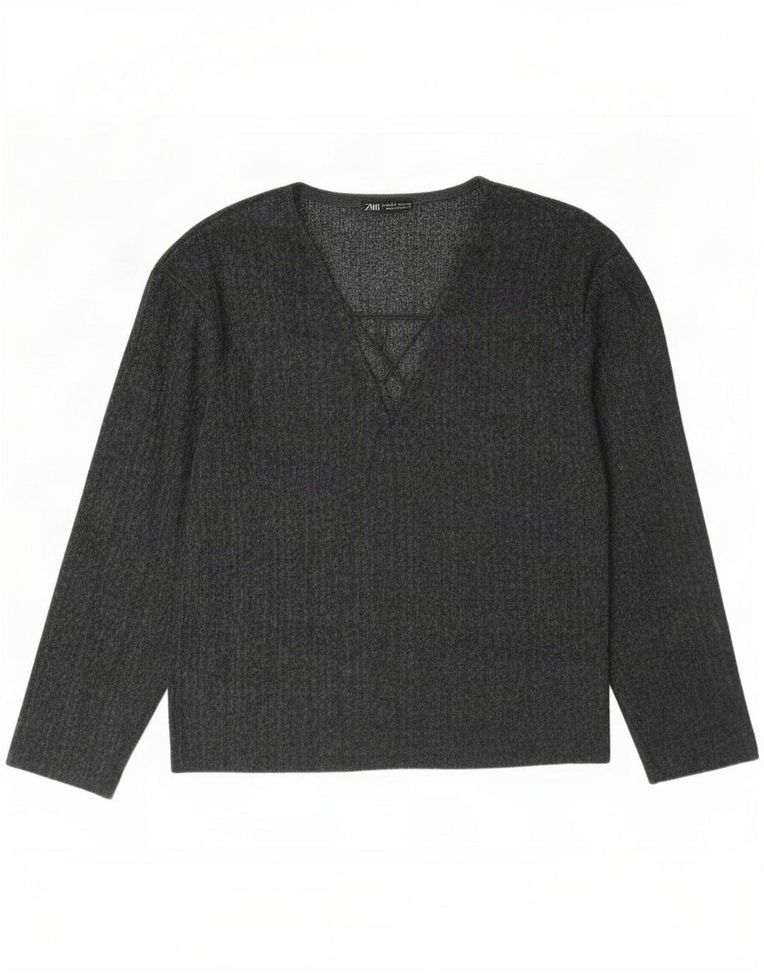 Zara Damen Übergroßes Top Langarm UK 10 Small Grau