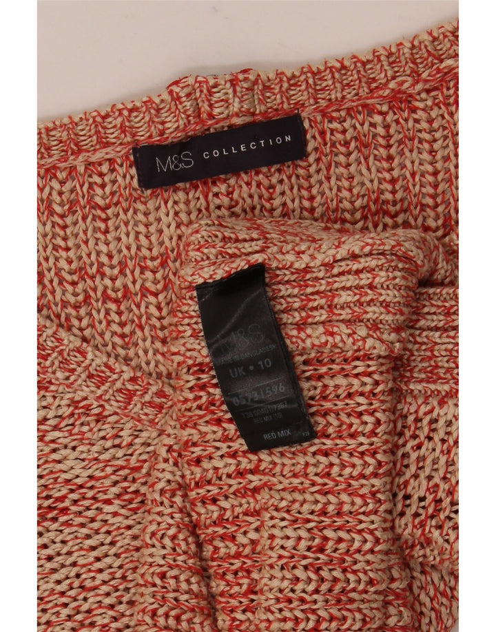 Marks & Spencer Damen-Pullover mit V-Ausschnitt, Gr. 10, Größe S, rot gefleckt