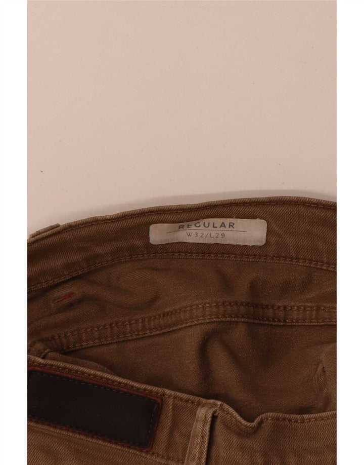 Marks & Spencer Herren Regular Straight Jeans W32 L29 Beige Baumwolle