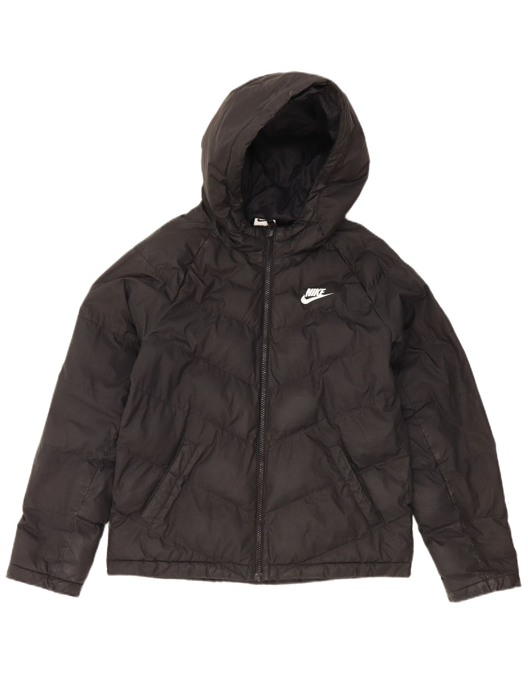 Nike Wattierte Jacke mit Kapuze für Jungen, 12–13 Jahre, Größe L, Schwarz, Polyester