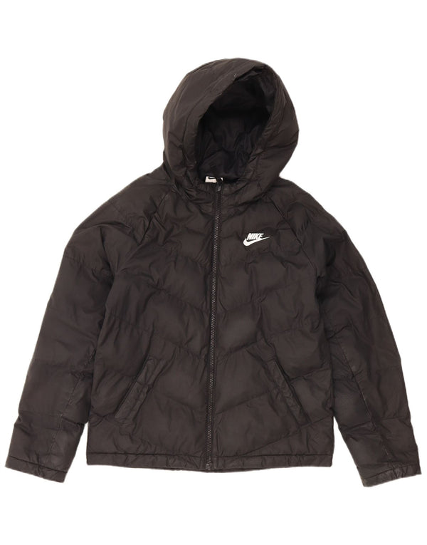 Nike Wattierte Jacke mit Kapuze für Jungen, 12–13 Jahre, Größe L, Schwarz, Polyester