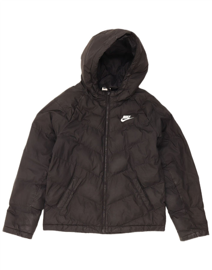 Nike Wattierte Jacke mit Kapuze für Jungen, 12–13 Jahre, Größe L, Schwarz, Polyester