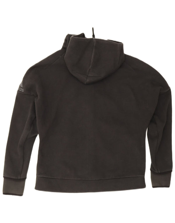 Adidas Womens Zip Hoodie Sweater UK 20/22 XL Black Cotton