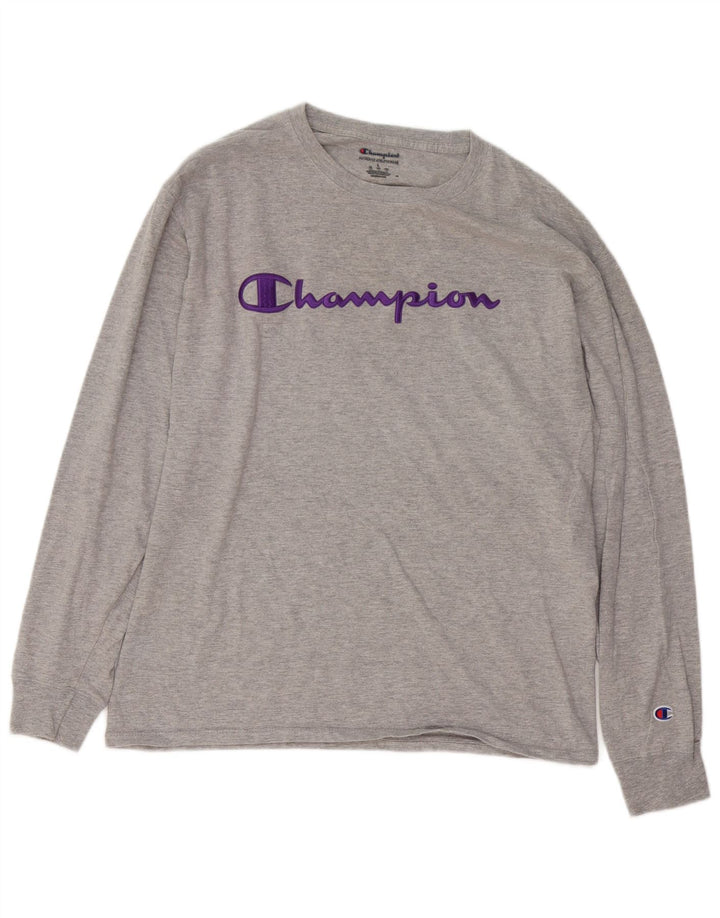 Champion Herren-Grafik-Oberteil, langärmelig, groß, aus grauer Baumwolle