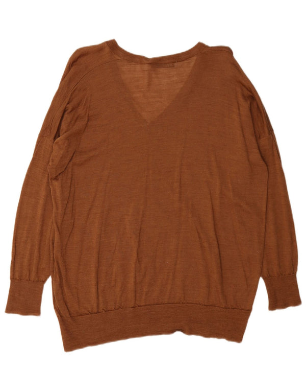 Zara Damen Pullover mit V-Ausschnitt, UK 14, Mittelbraun