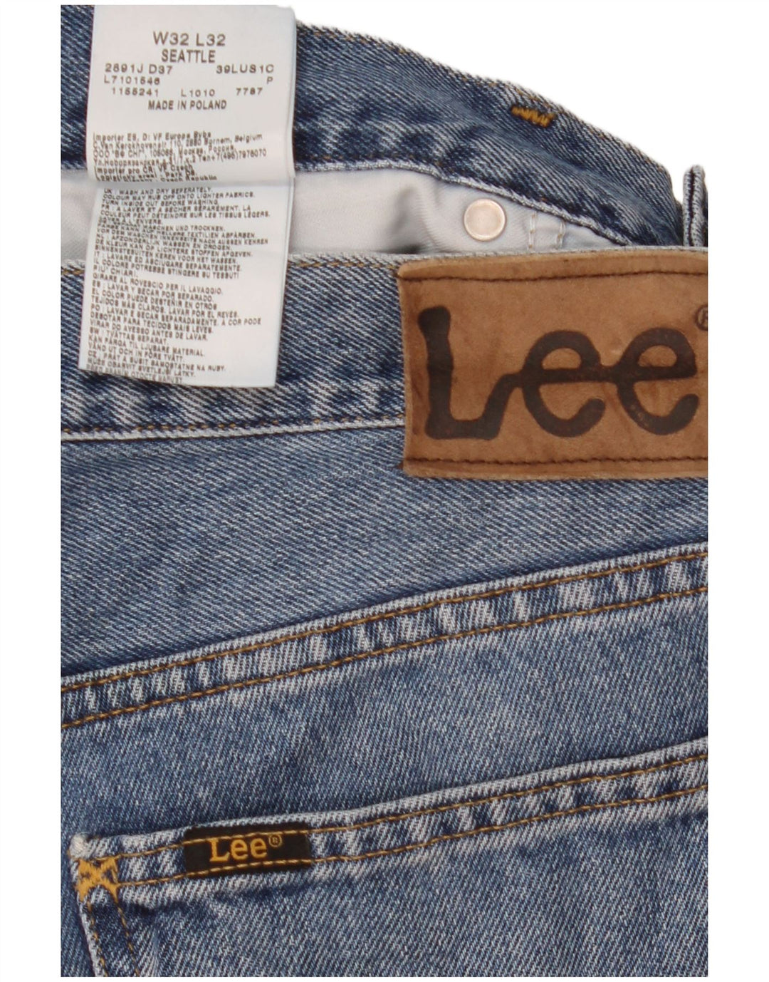Lee Herren Seattle Straight Jeans W32 L32 Blaue Baumwolle