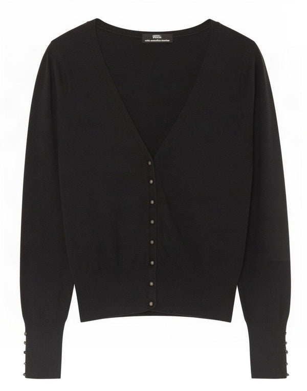 Marks & Spencer Damen-Cardigan-Pullover UK 10 Small Graue Merinowolle