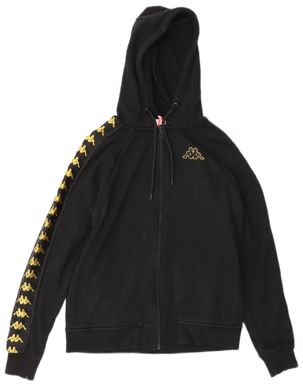 Kappa Womens Graphic Oversized Zip Hoodie Pullover UK 6 XS Schwarz Baumwolle