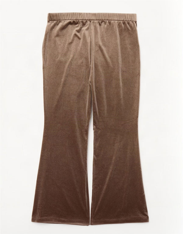 Zara Damen Flare Velour Trainingshose UK 20 2XL Braun Polyester