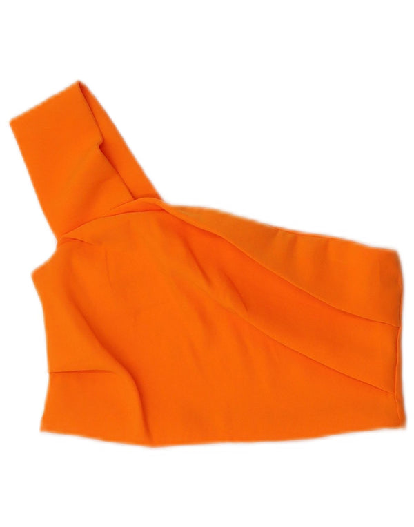Zara Damen Crop One Shoulder Top UK 12 Mittelorange Polyester