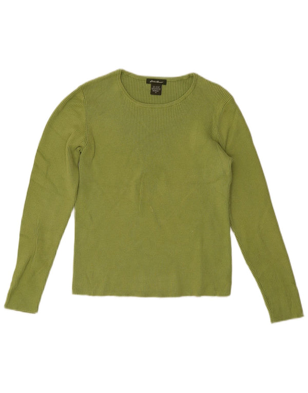 Eddie Bauer Damen Crop Top Langarm UK 12 Mittelgrüne Baumwolle