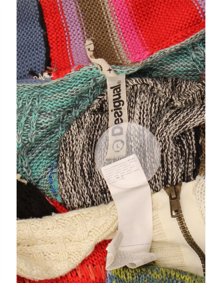 DESIGUAL Damen-Cardigan-Pullover UK 16 Großes mehrfarbiges Patchwork