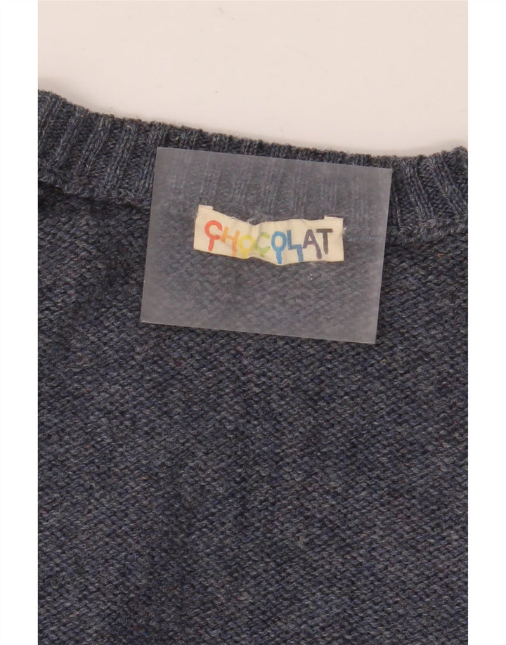 VINTAGE Herren-Pullover mit Rundhalsausschnitt, groß, blau, Argyle/Diamant