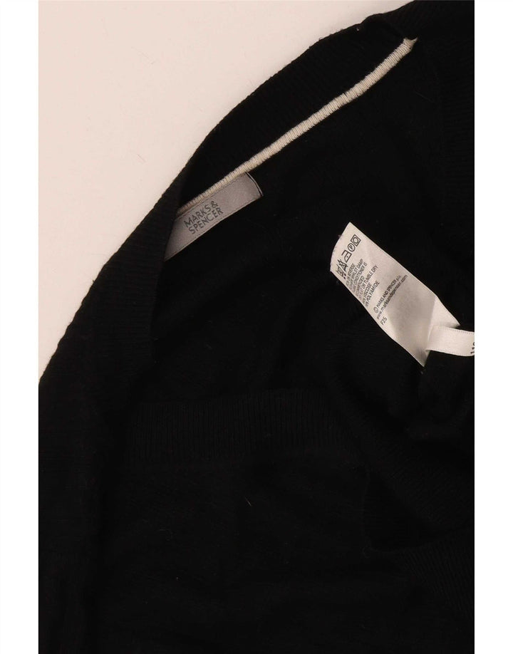 Marks & Spencer Damen Crop Pullover mit V-Ausschnitt, UK 12, Mittelschwarz