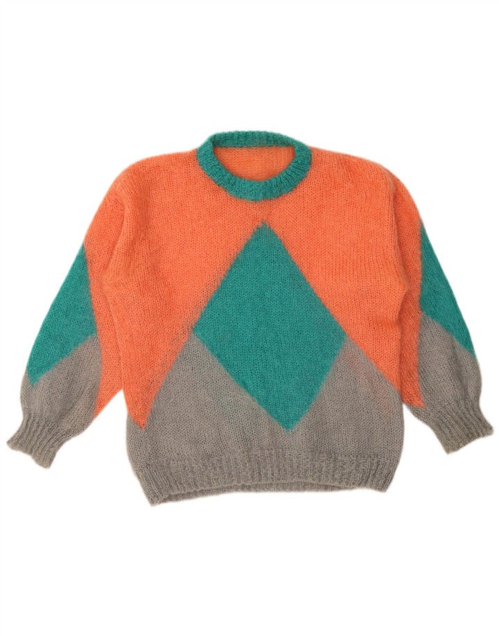 Vintage Damen Pullover mit Rundhalsausschnitt XL Mehrfarbig Geometrisch