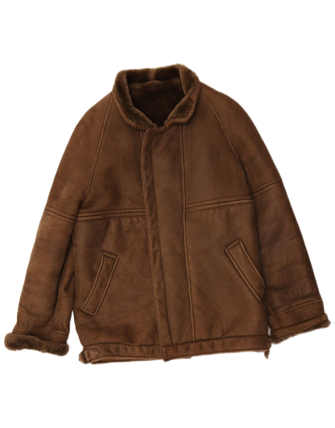 Vintage Herren Shearling Jacke IT 50 Large Braun