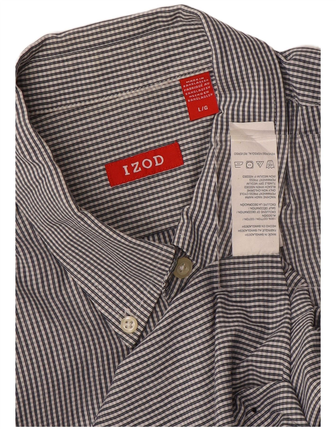 IZOD Herrenhemd, groß, graue Gingham-Baumwolle