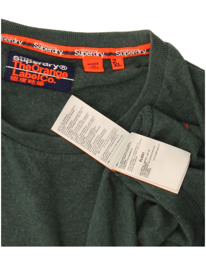 Superdry Herren T-Shirt Top 2XL Grüne Baumwolle