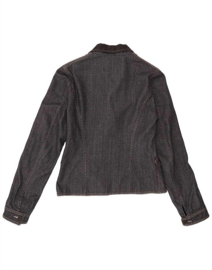 Ferre Damen-Jeansblazer mit 1 Knopf, IT 46, große marineblaue Baumwolle