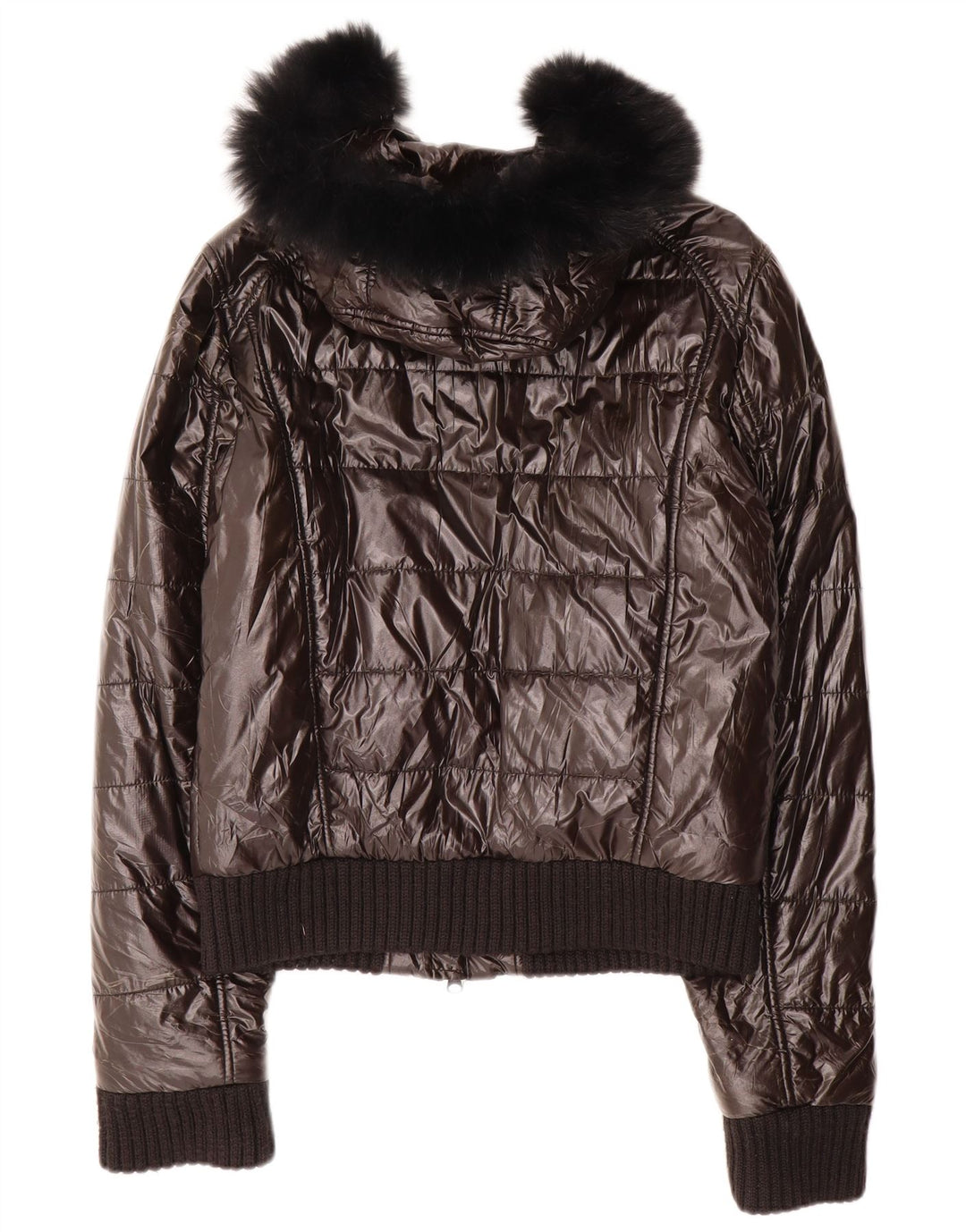 Ellesse Womens Hooded Wattierte Jacke UK 14 Medium Schwarz