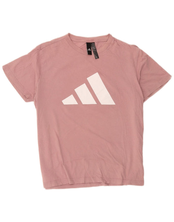 Adidas Damen Graphic T-Shirt Top UK 12/14 Mittelrosa Baumwolle